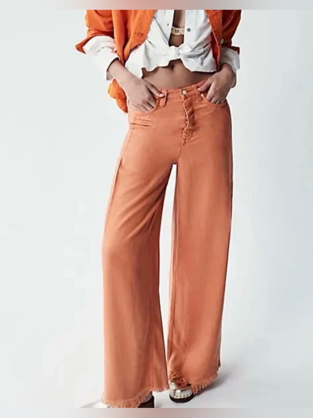 Free people We The Free NWT Old West Slouchy Jeans Women’s 29 Orange High Rise - Picture 3 of 16